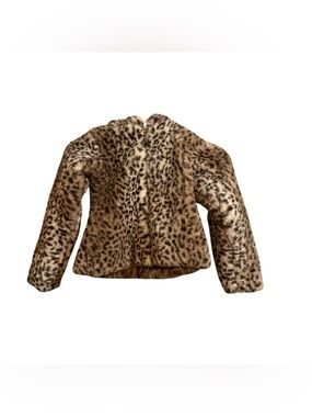 Me Jane Girls Faux Fur Leopard Puffer Jacket - Brown obo